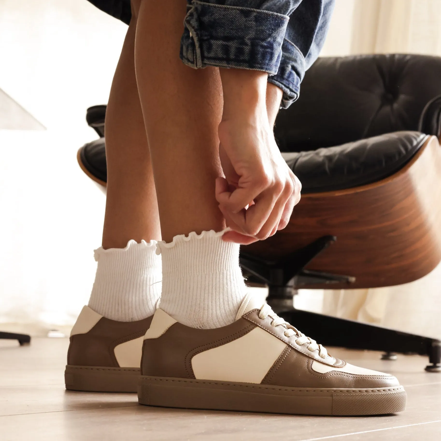 Palermo Sneaker - Taupe/Weiß