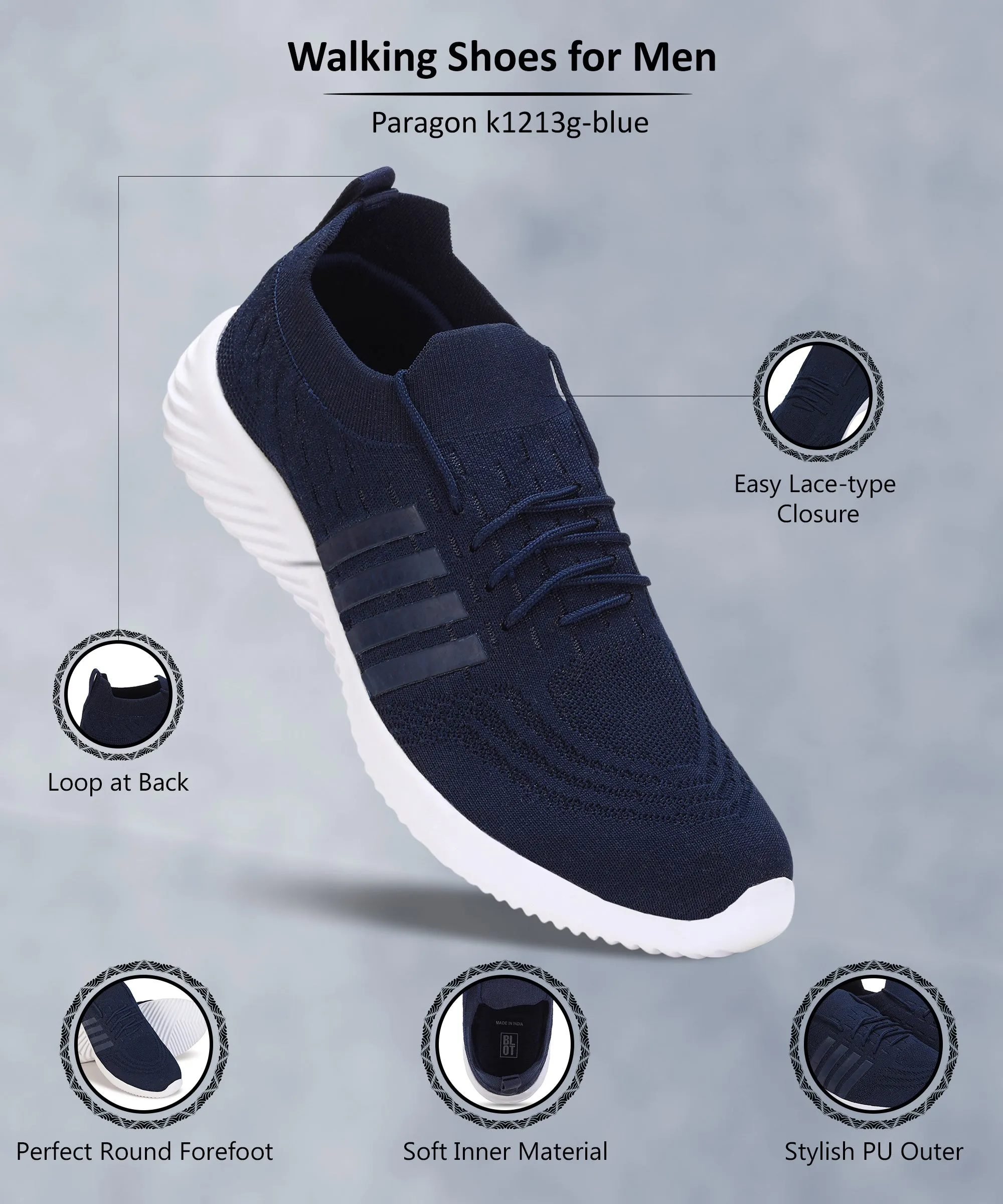 Paragon K1213G Herren Schuhe zum Laufen, Joggen, Training, Cricket, Gym und Sport | Sportliche Schuhe mit bequemer gepolsterter Sohle für den täglichen Outdoor-Einsatz