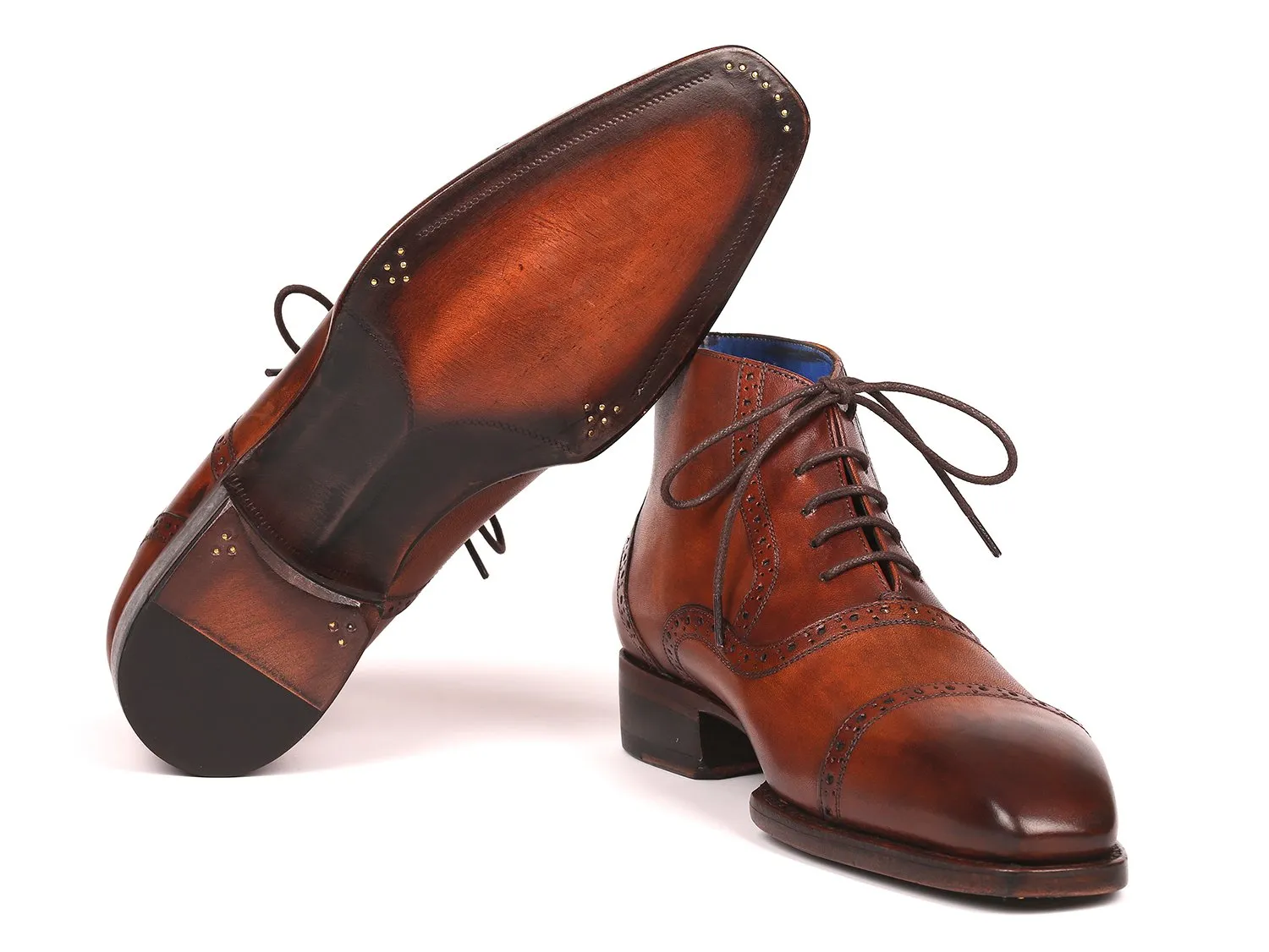 Paul Parkman Schuhe Paul Parkman Herren Cap Toe Stiefeletten in Antikbraun