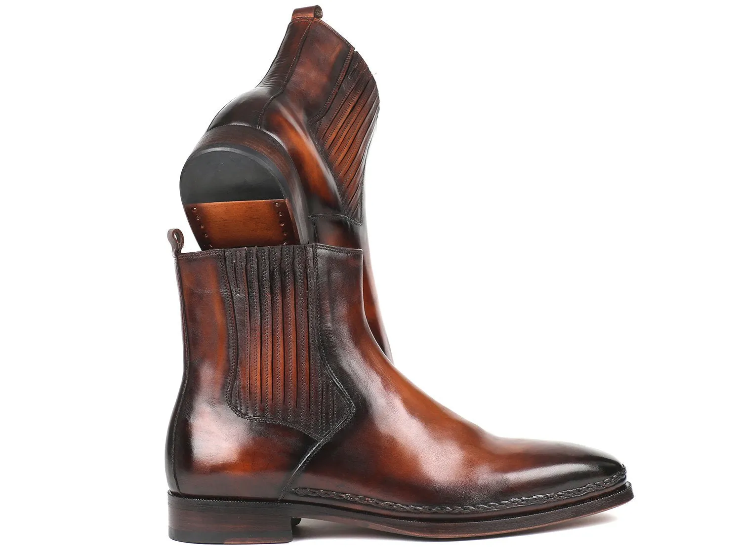 Paul Parkman Schuhe Paul Parkman Herren-Lederchelsea-Stiefel in Braun Gebürstet