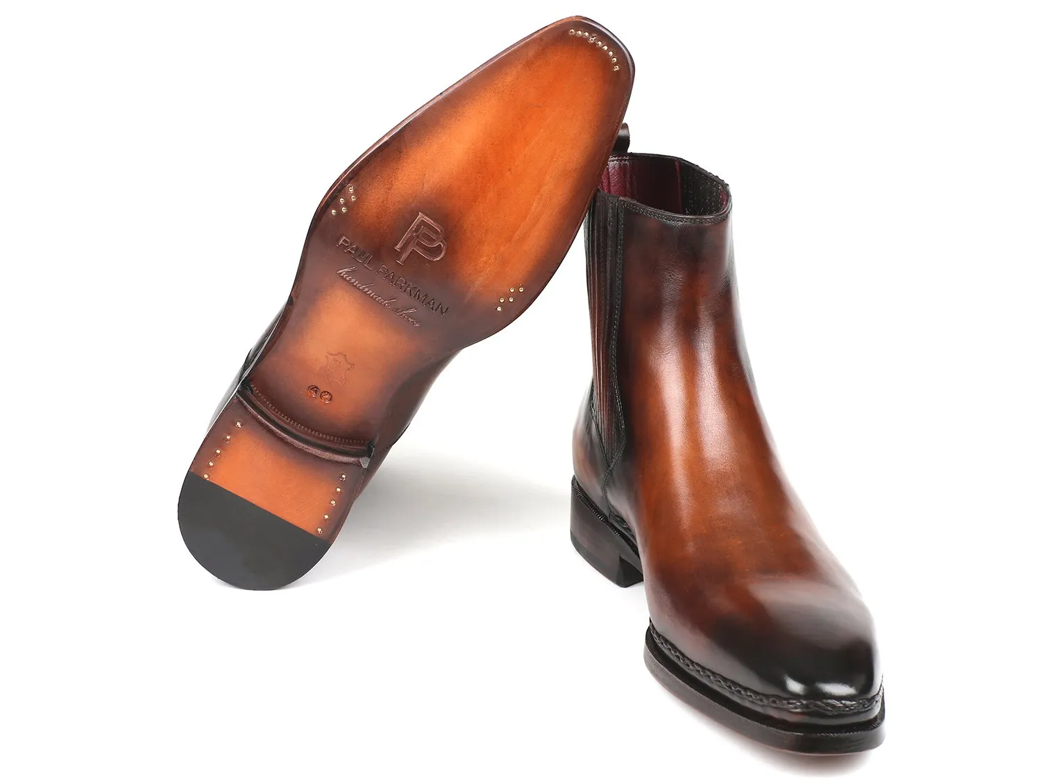 Paul Parkman Schuhe Paul Parkman Herren-Lederchelsea-Stiefel in Braun Gebürstet