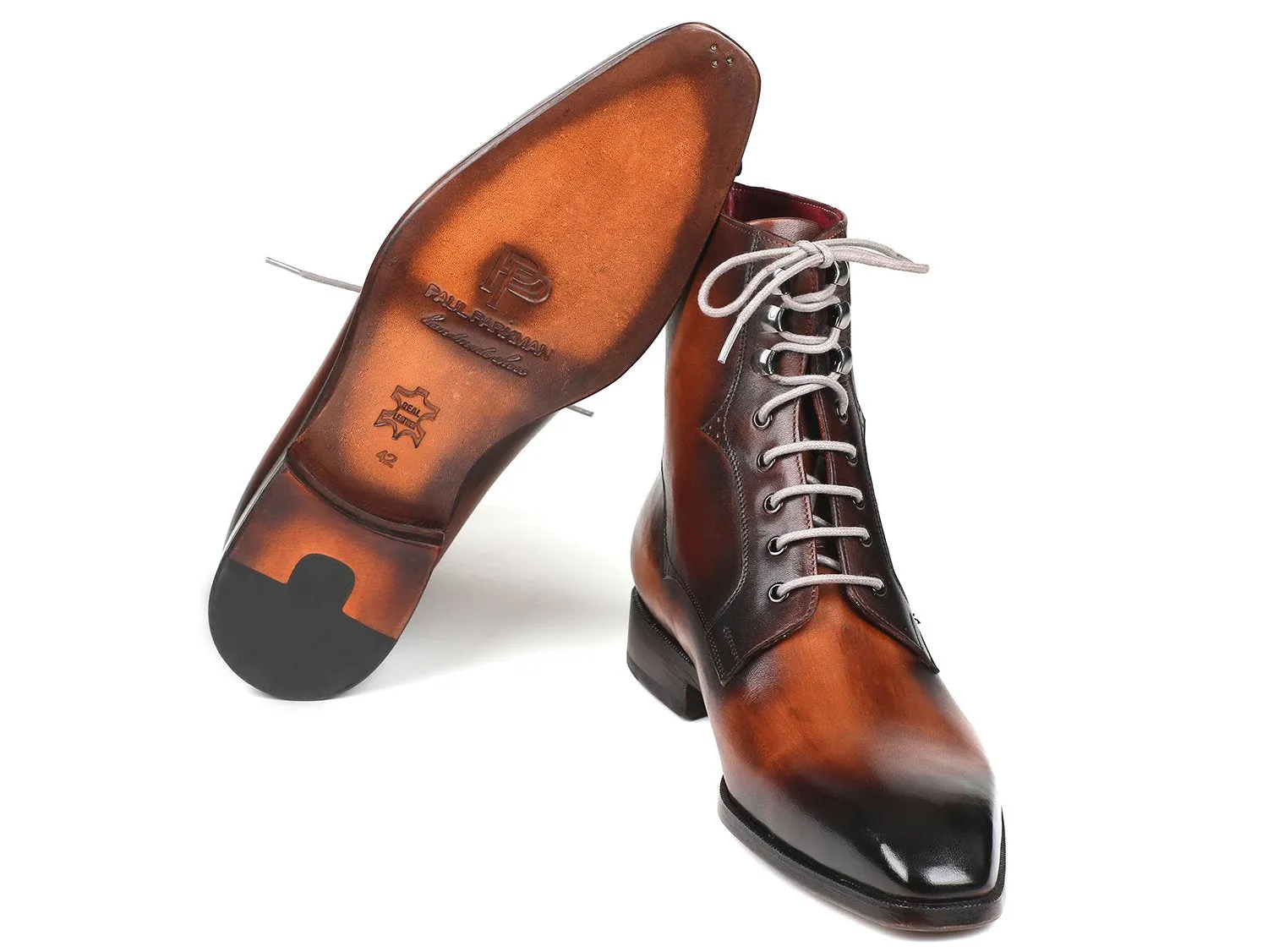 Paul Parkman Schuhe Paul Parkman Herren-Lederschnürstiefel in Braun Gebürstet