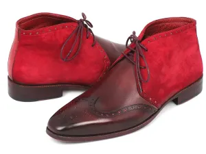 Paul Parkman Schuhe Paul Parkman Herren Wildleder & Leder Chukka Stiefel in Bordeaux