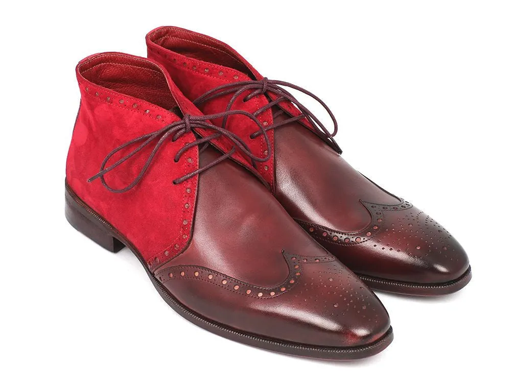 Paul Parkman Schuhe Paul Parkman Herren Wildleder & Leder Chukka Stiefel in Bordeaux