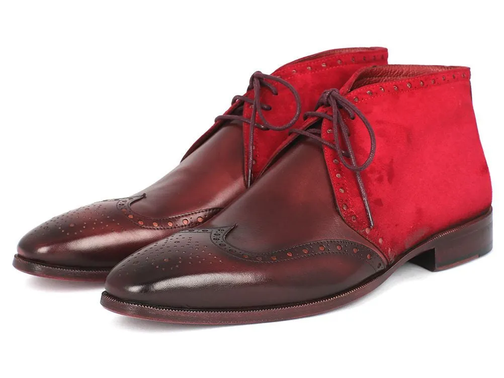 Paul Parkman Schuhe Paul Parkman Herren Wildleder & Leder Chukka Stiefel in Bordeaux