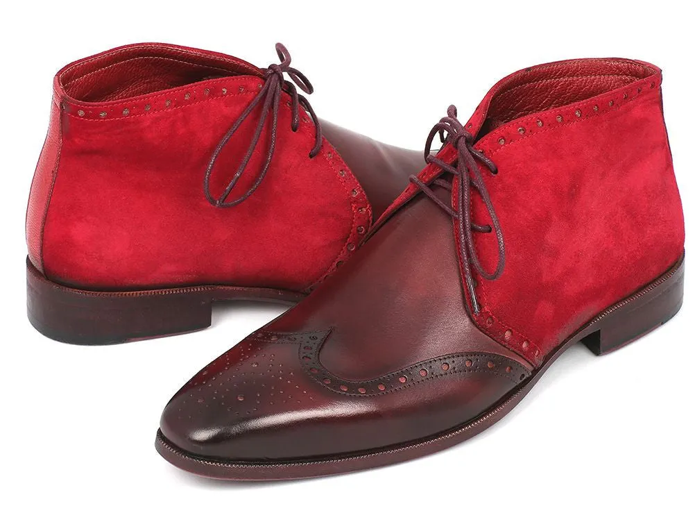 Paul Parkman Schuhe Paul Parkman Herren Wildleder & Leder Chukka Stiefel in Bordeaux