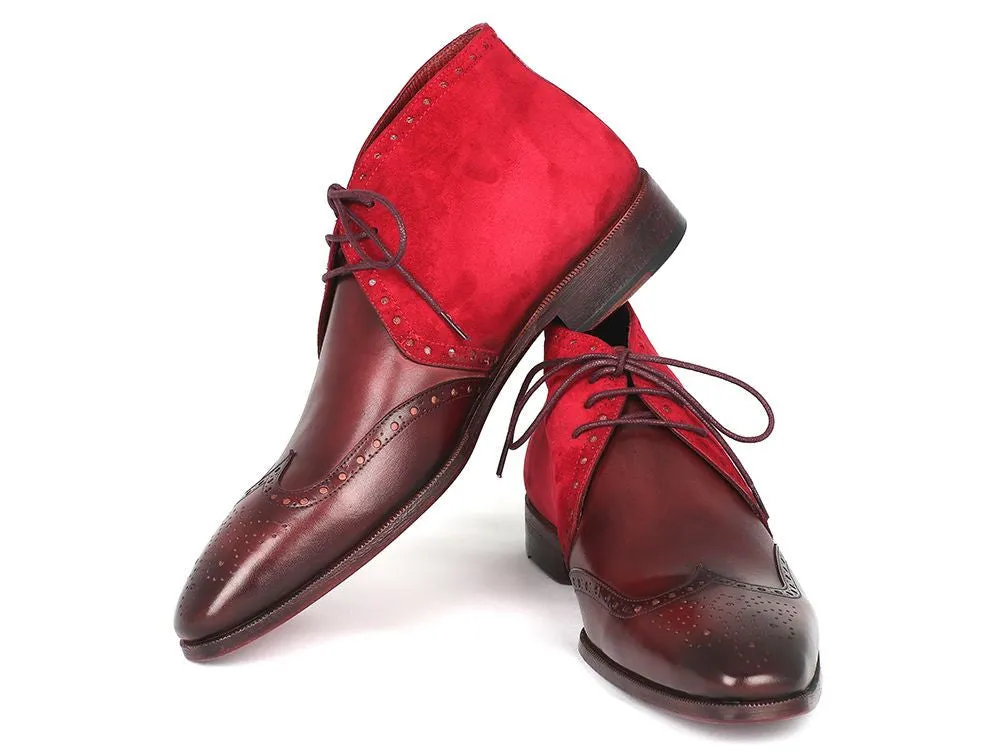Paul Parkman Schuhe Paul Parkman Herren Wildleder & Leder Chukka Stiefel in Bordeaux