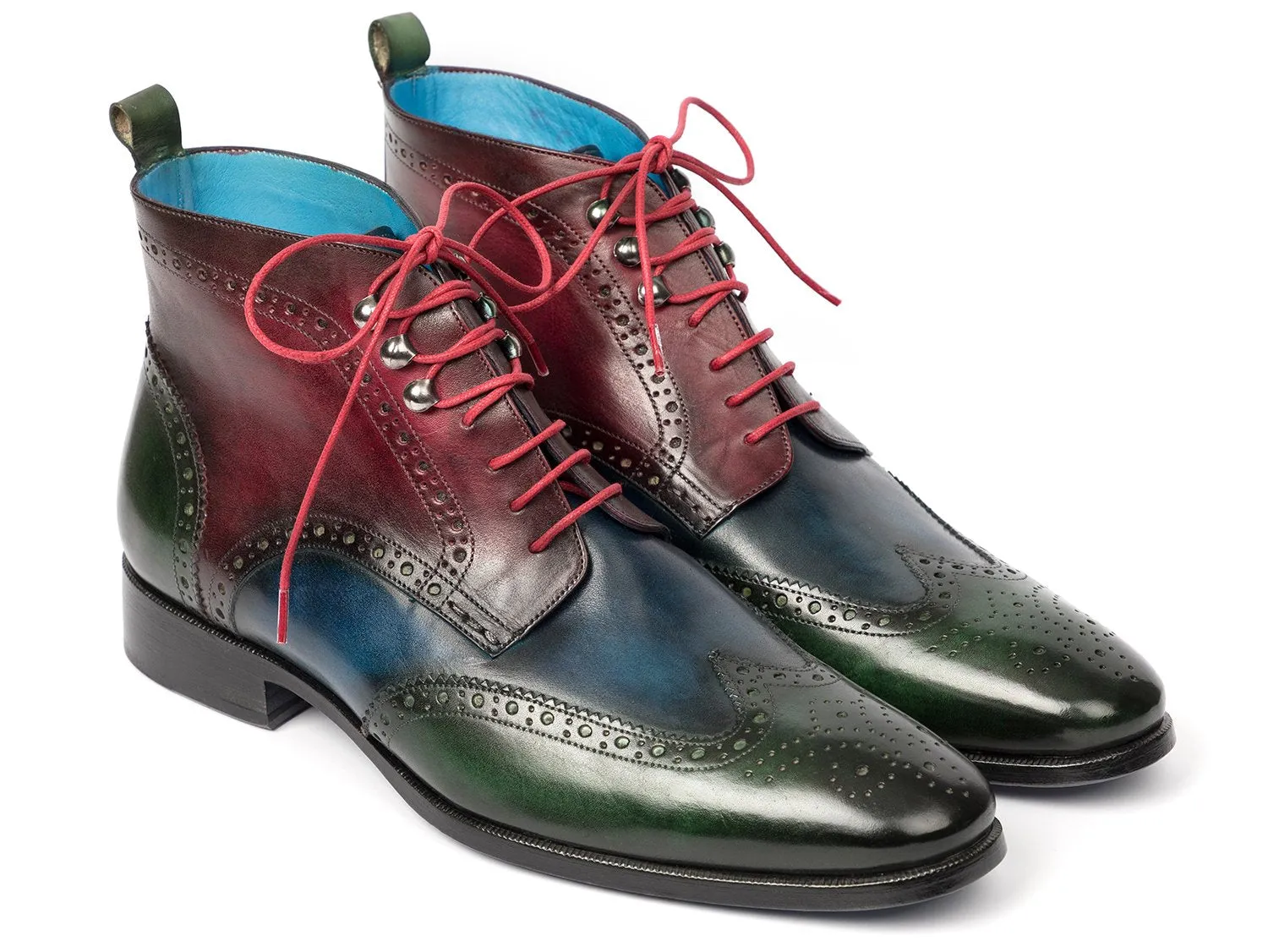 Paul Parkman Schuhe Paul Parkman Herren Wingtip Stiefeletten in Grün, Blau & Bordeaux