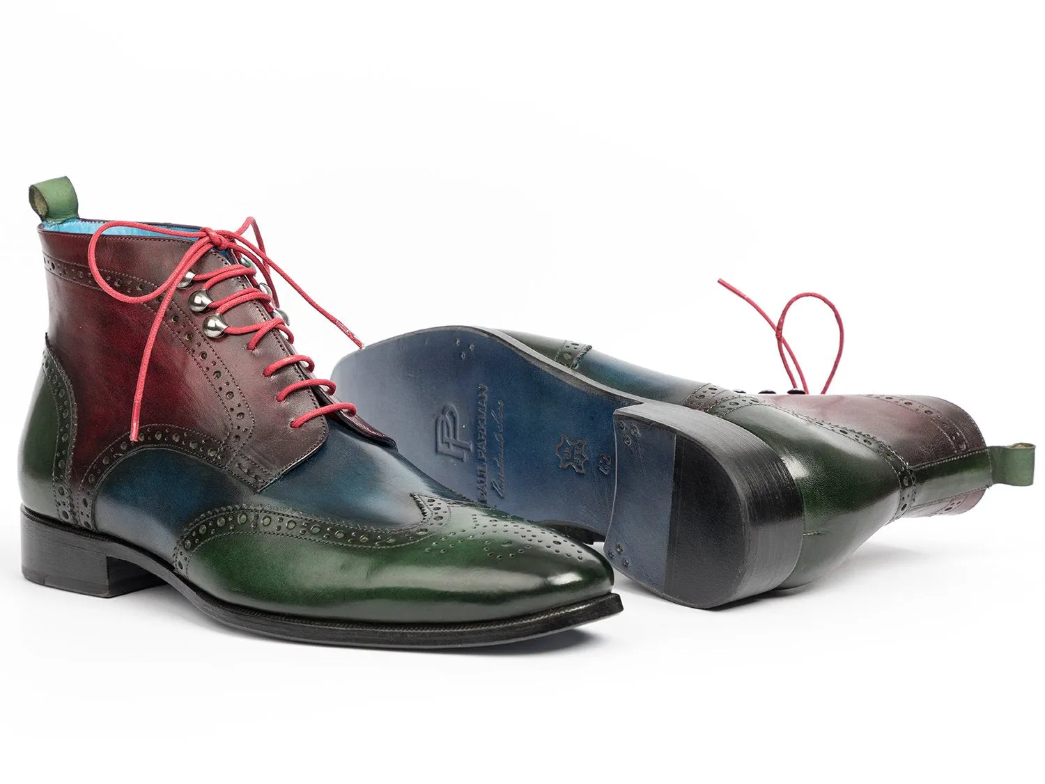 Paul Parkman Schuhe Paul Parkman Herren Wingtip Stiefeletten in Grün, Blau & Bordeaux