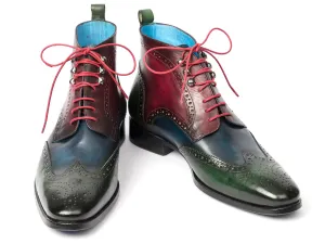 Paul Parkman Schuhe Paul Parkman Herren Wingtip Stiefeletten in Grün, Blau & Bordeaux