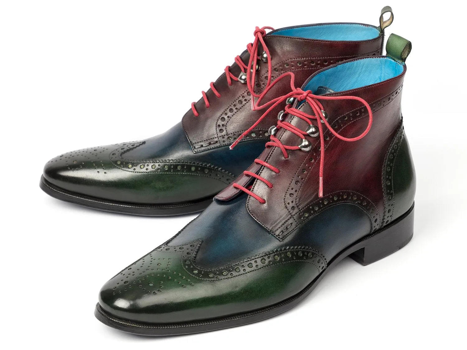 Paul Parkman Schuhe Paul Parkman Herren Wingtip Stiefeletten in Grün, Blau & Bordeaux