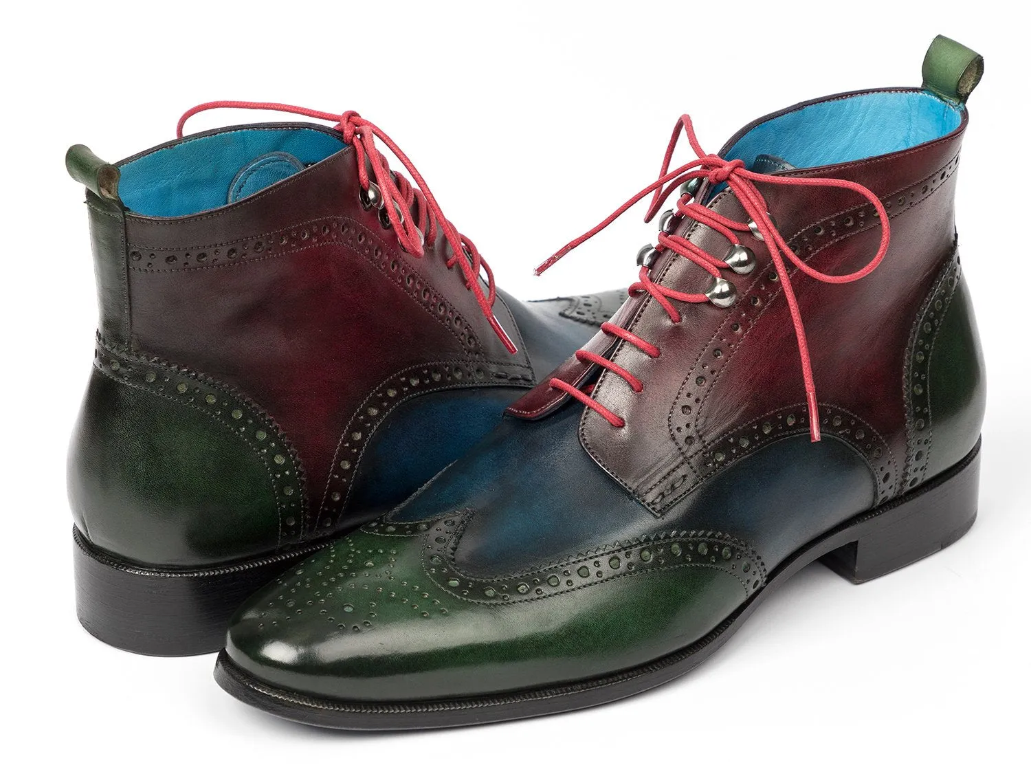 Paul Parkman Schuhe Paul Parkman Herren Wingtip Stiefeletten in Grün, Blau & Bordeaux