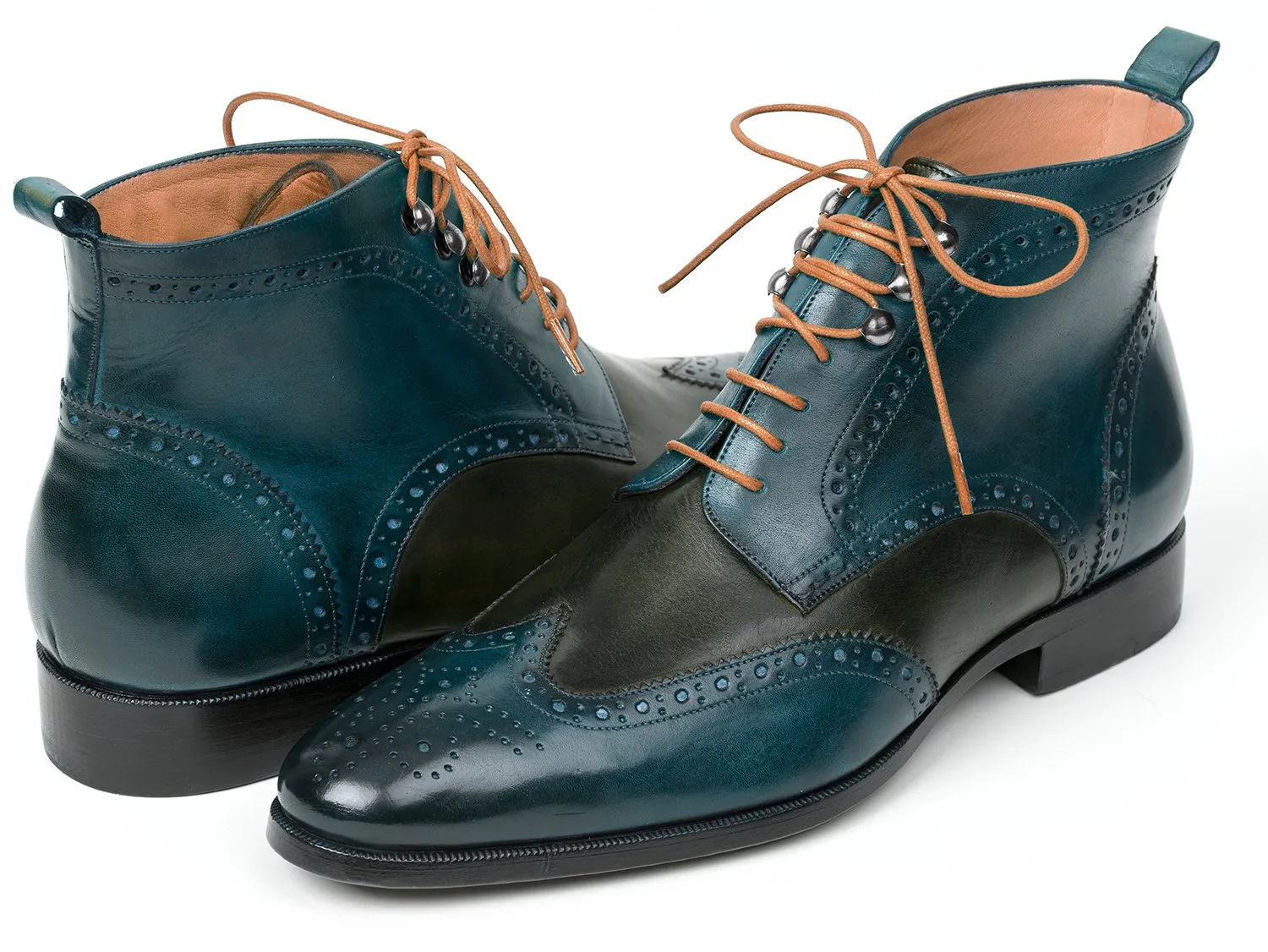 Paul Parkman Schuhe Paul Parkman Wingtip Knöchelstiefel in zweifarbigem Grün & Blau