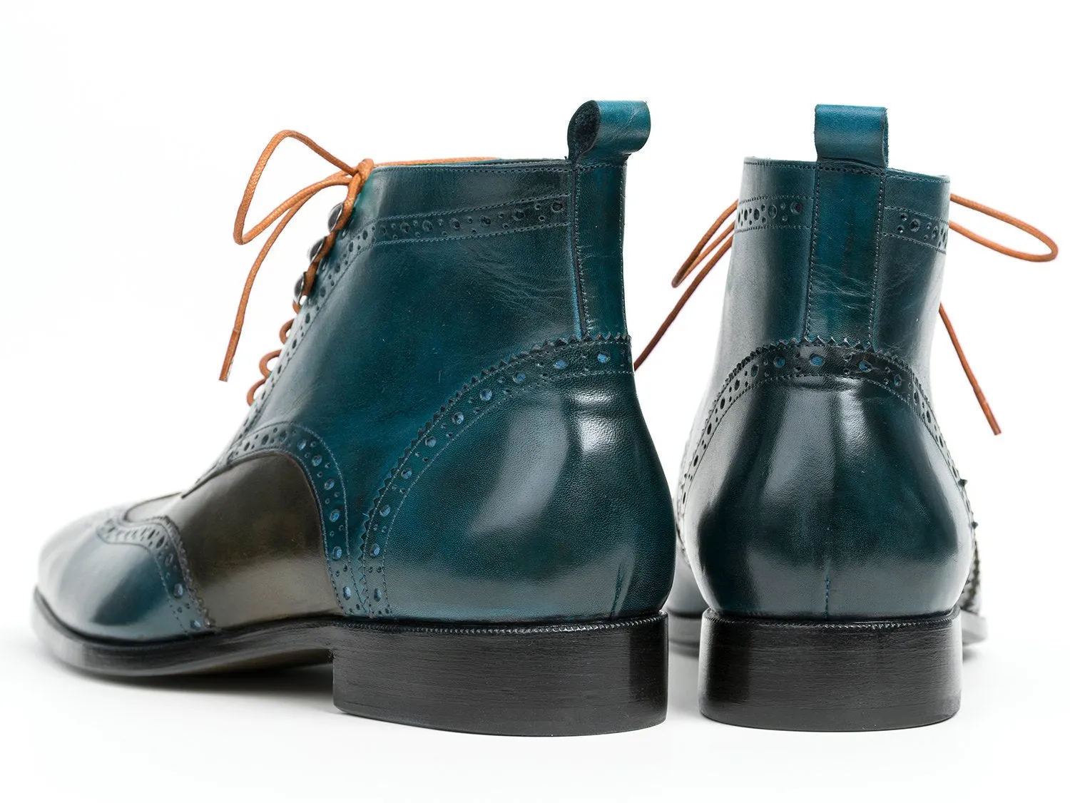 Paul Parkman Schuhe Paul Parkman Wingtip Knöchelstiefel in zweifarbigem Grün & Blau
