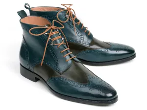 Paul Parkman Schuhe Paul Parkman Wingtip Knöchelstiefel in zweifarbigem Grün & Blau