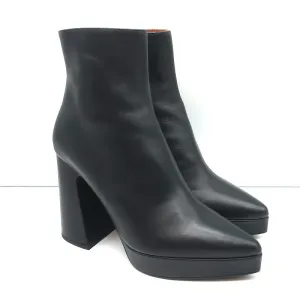 Proenza Schouler Plateaupumps mit spitzer Zehe und Knöchelriemen in schwarzem Leder, Größe 36.5