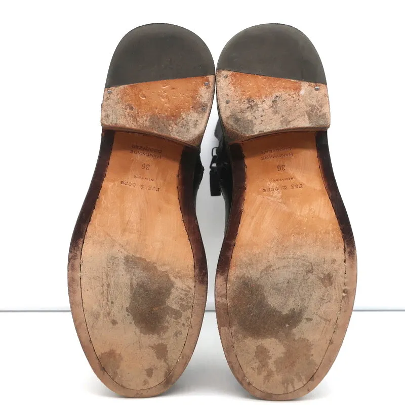 Rag & Bone Ashford Moto Stiefel Schwarz Leder Größe 36 Flache Knöchelstiefel