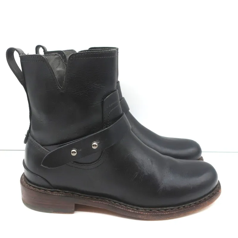 Rag & Bone Ashford Moto Stiefel Schwarz Leder Größe 36 Flache Knöchelstiefel