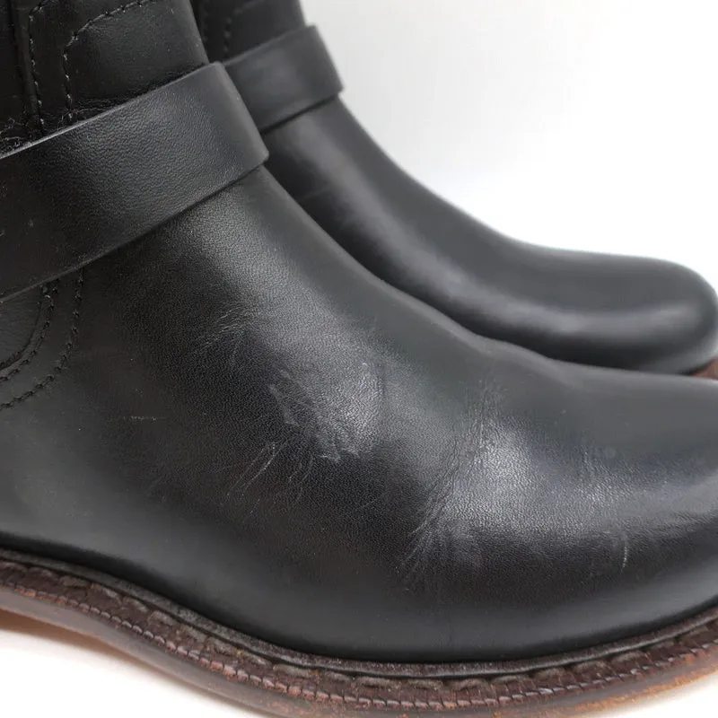 Rag & Bone Ashford Moto Stiefel Schwarz Leder Größe 36 Flache Knöchelstiefel