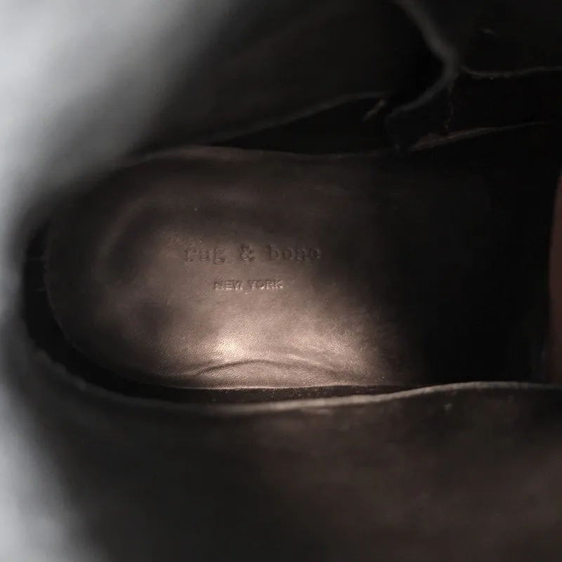 Rag & Bone Ashford Moto Stiefel Schwarz Leder Größe 36 Flache Knöchelstiefel
