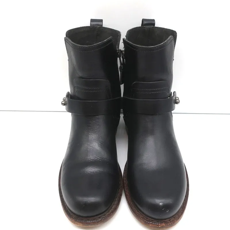 Rag & Bone Ashford Moto Stiefel Schwarz Leder Größe 36 Flache Knöchelstiefel
