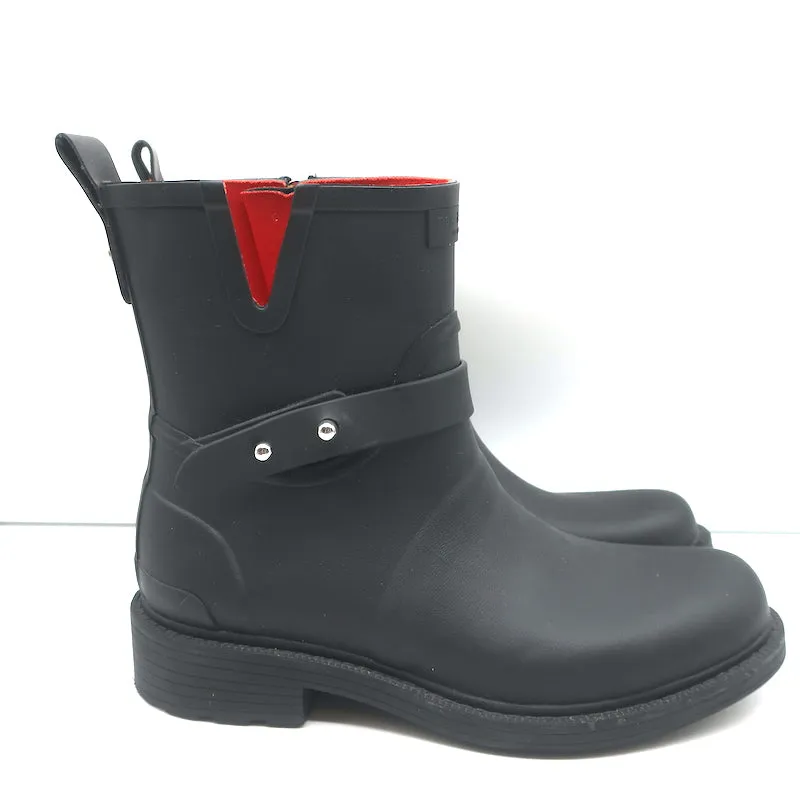 Rag & Bone Moto Regenstiefel Schwarz Gummi Größe 36