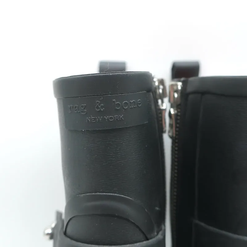 Rag & Bone Moto Regenstiefel Schwarz Gummi Größe 36