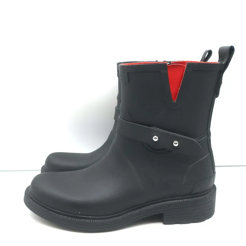Rag & Bone Moto Regenstiefel Schwarz Gummi Größe 36