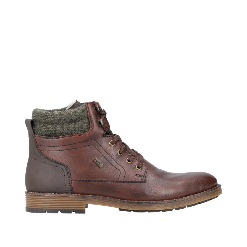 Rieker Schuhe F4544-25 Dunkelbraun mit Schnürung/Seitlichem Reißverschluss RTex