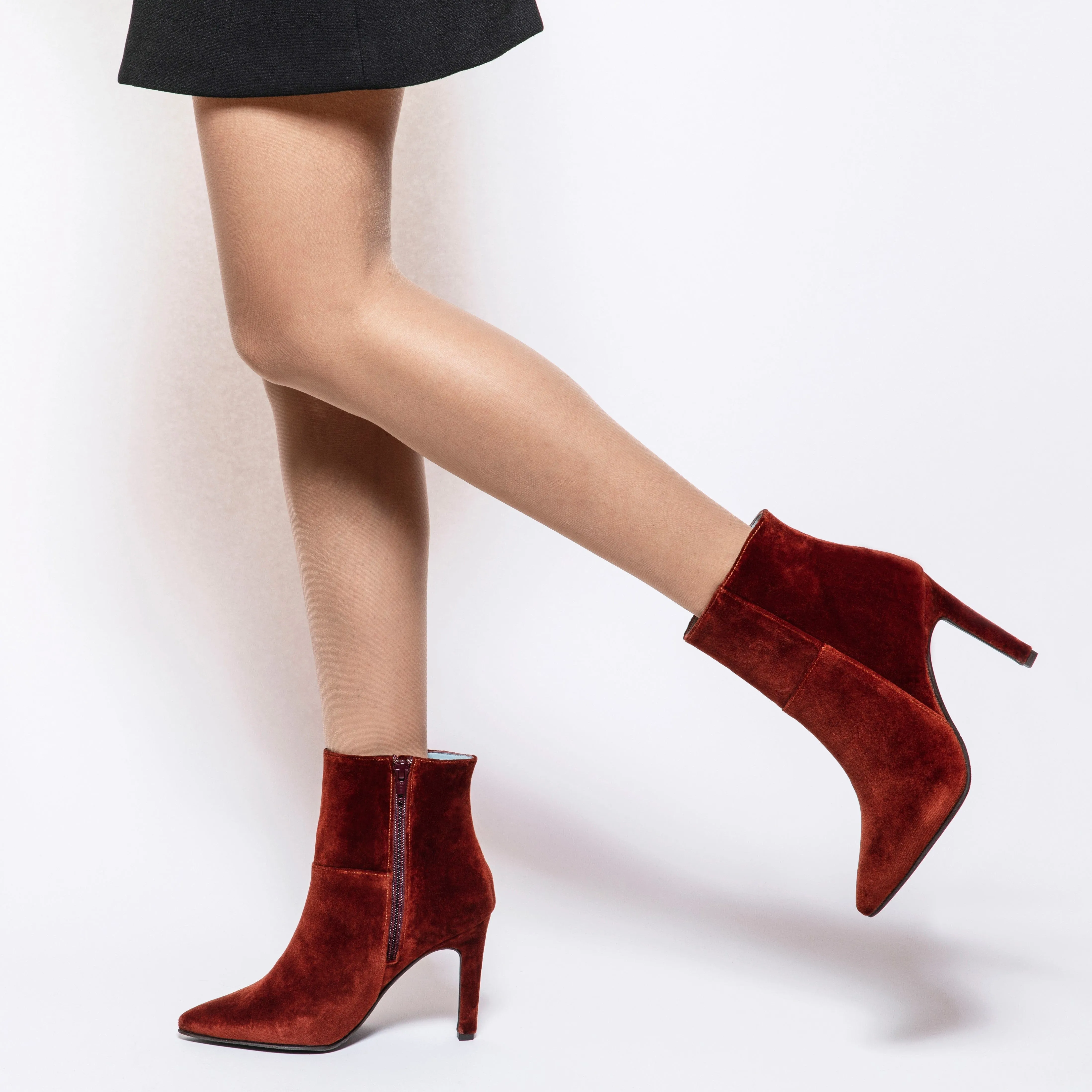 Rose Vegan Velvet Stiefeletten mit Absatz | Rost