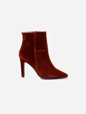 Rose Vegan Velvet Stiefeletten mit Absatz | Rost