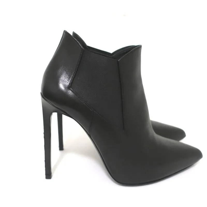 Saint Laurent Paris Chelsea Stiefel Schwarzes Leder Größe 40.5 Spitze Knöchelstiefel