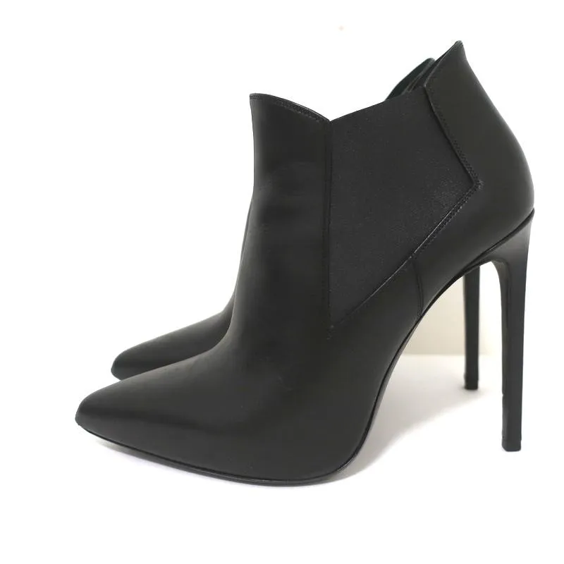 Saint Laurent Paris Chelsea Stiefel Schwarzes Leder Größe 40.5 Spitze Knöchelstiefel
