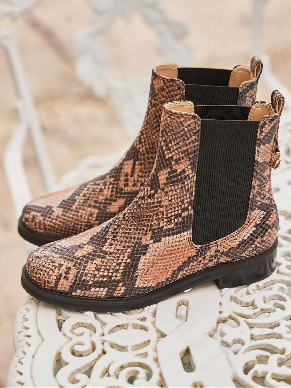 Geheime vegane Leder Chelsea Stiefel | Schlange