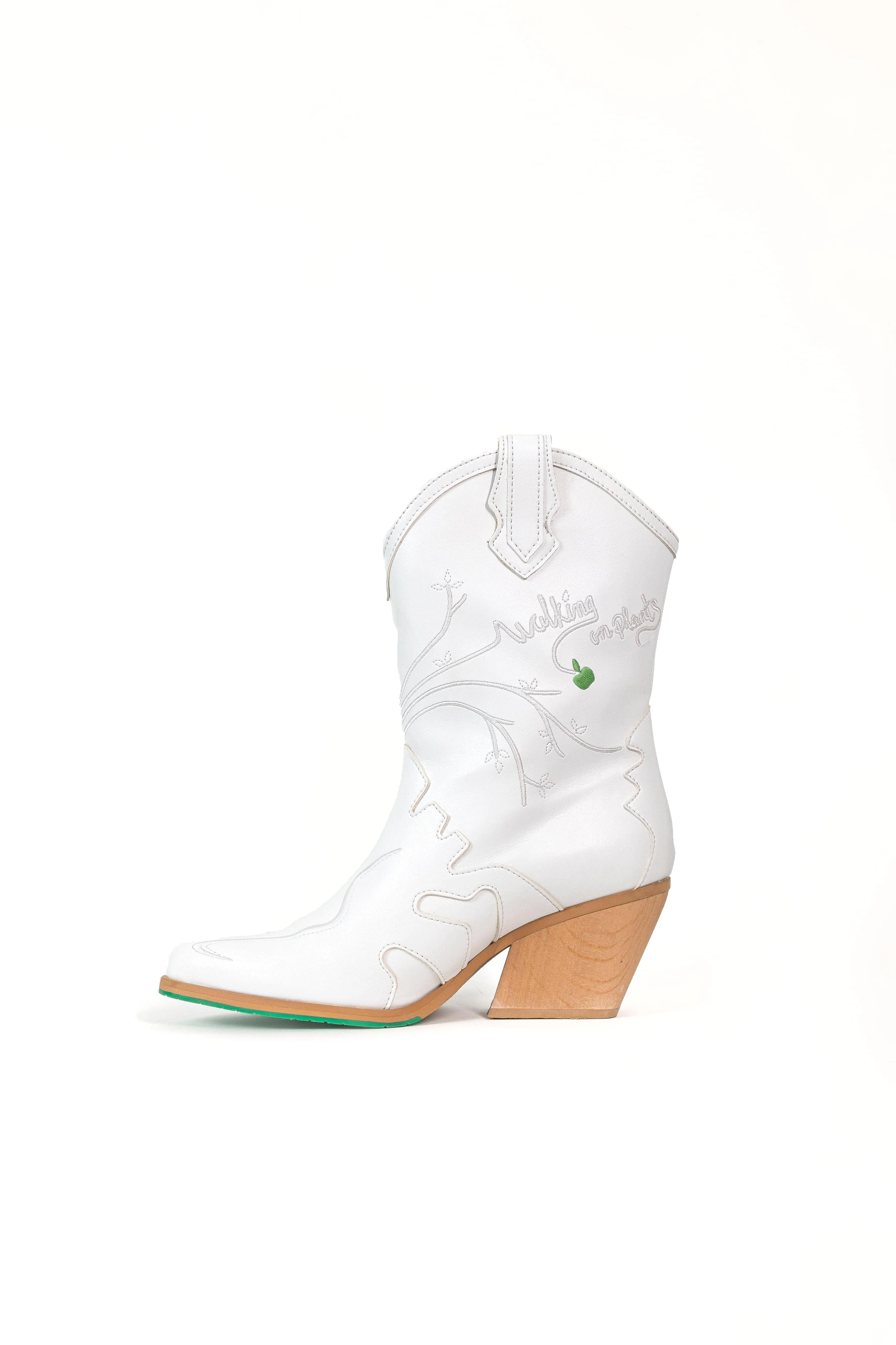 Sofie Vegan Apple Leder Cowboy Stiefel | Weiß