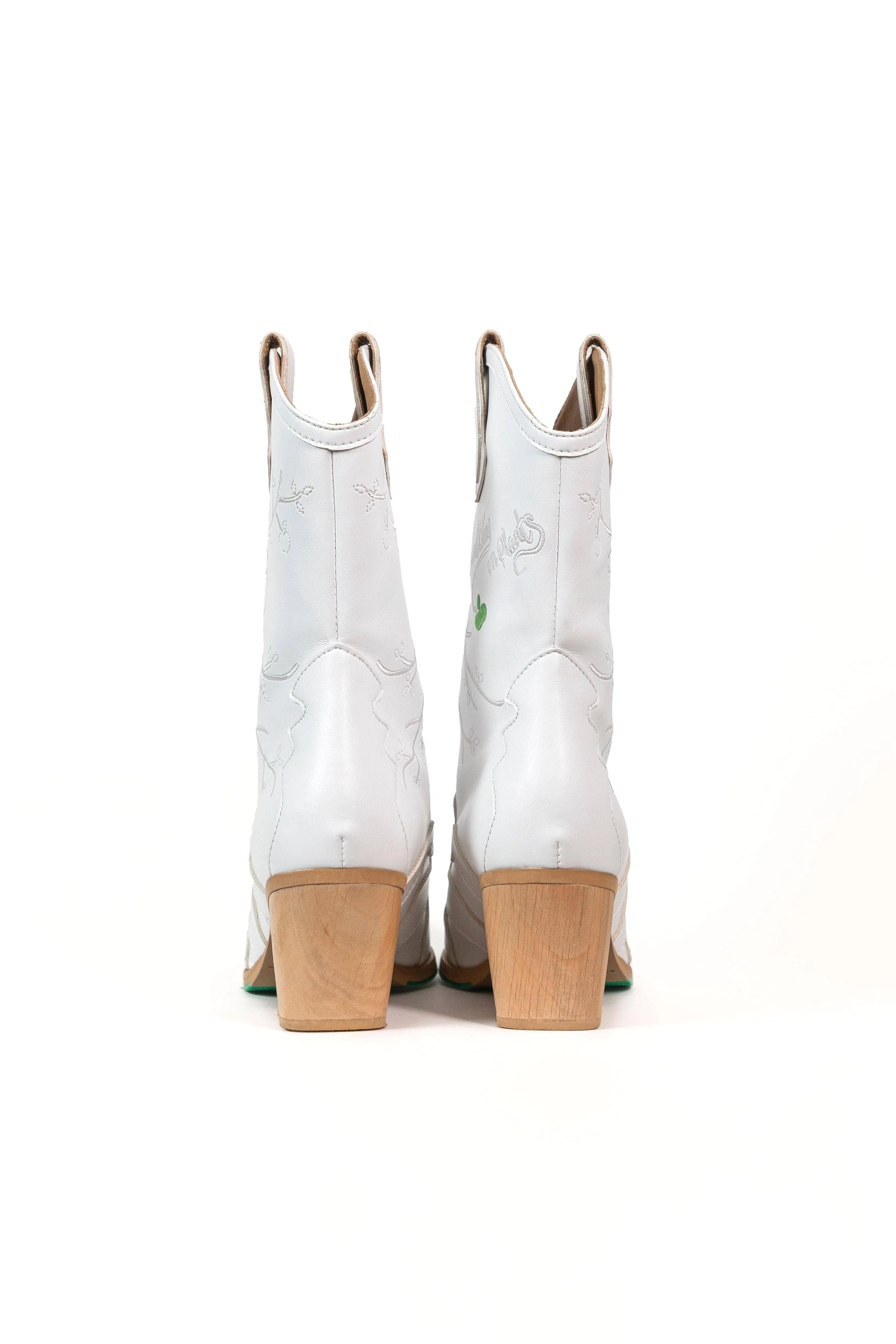 Sofie Vegan Apple Leder Cowboy Stiefel | Weiß