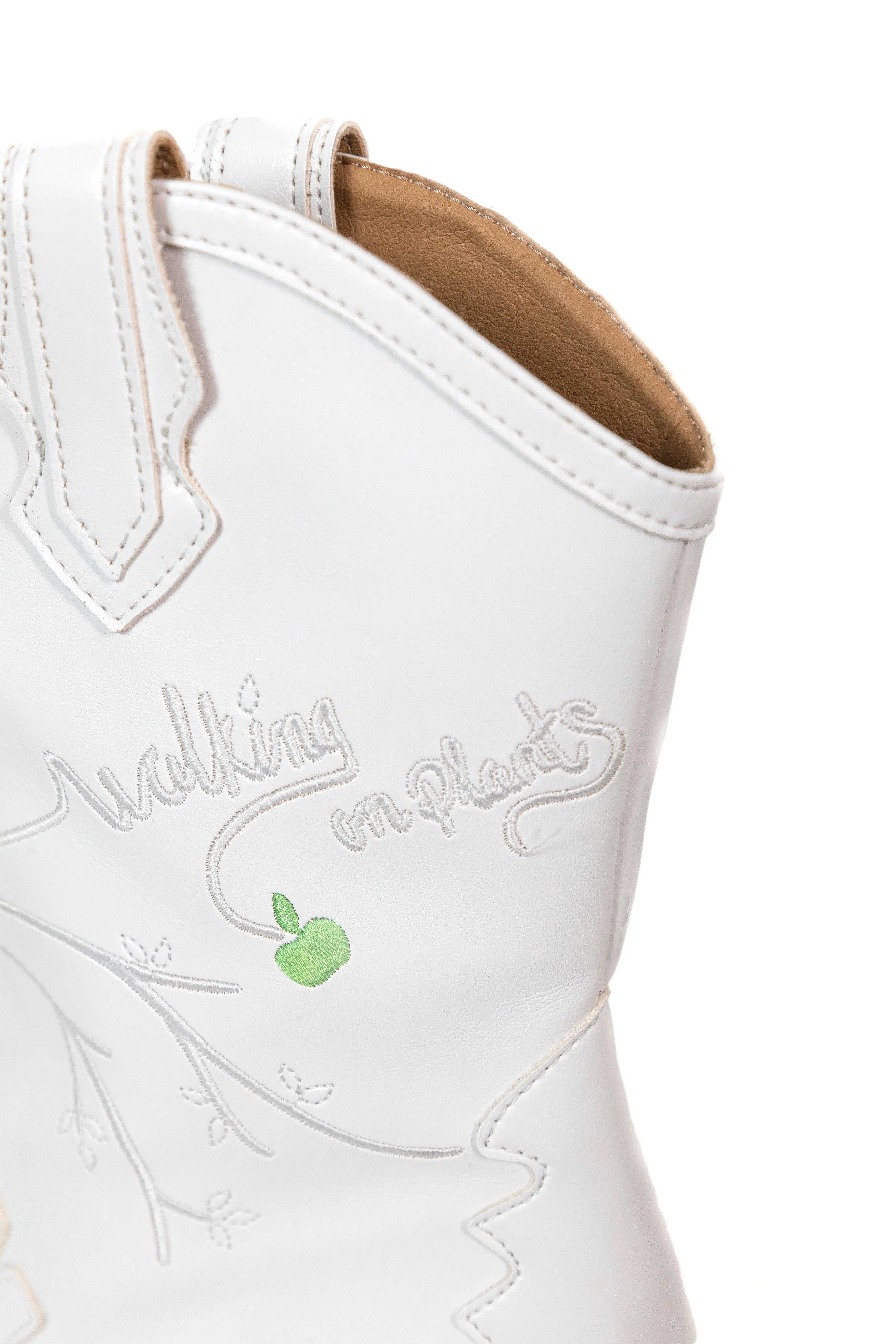 Sofie Vegan Apple Leder Cowboy Stiefel | Weiß