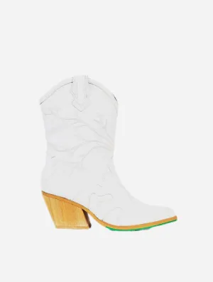 Sofie Vegan Apple Leder Cowboy Stiefel | Weiß