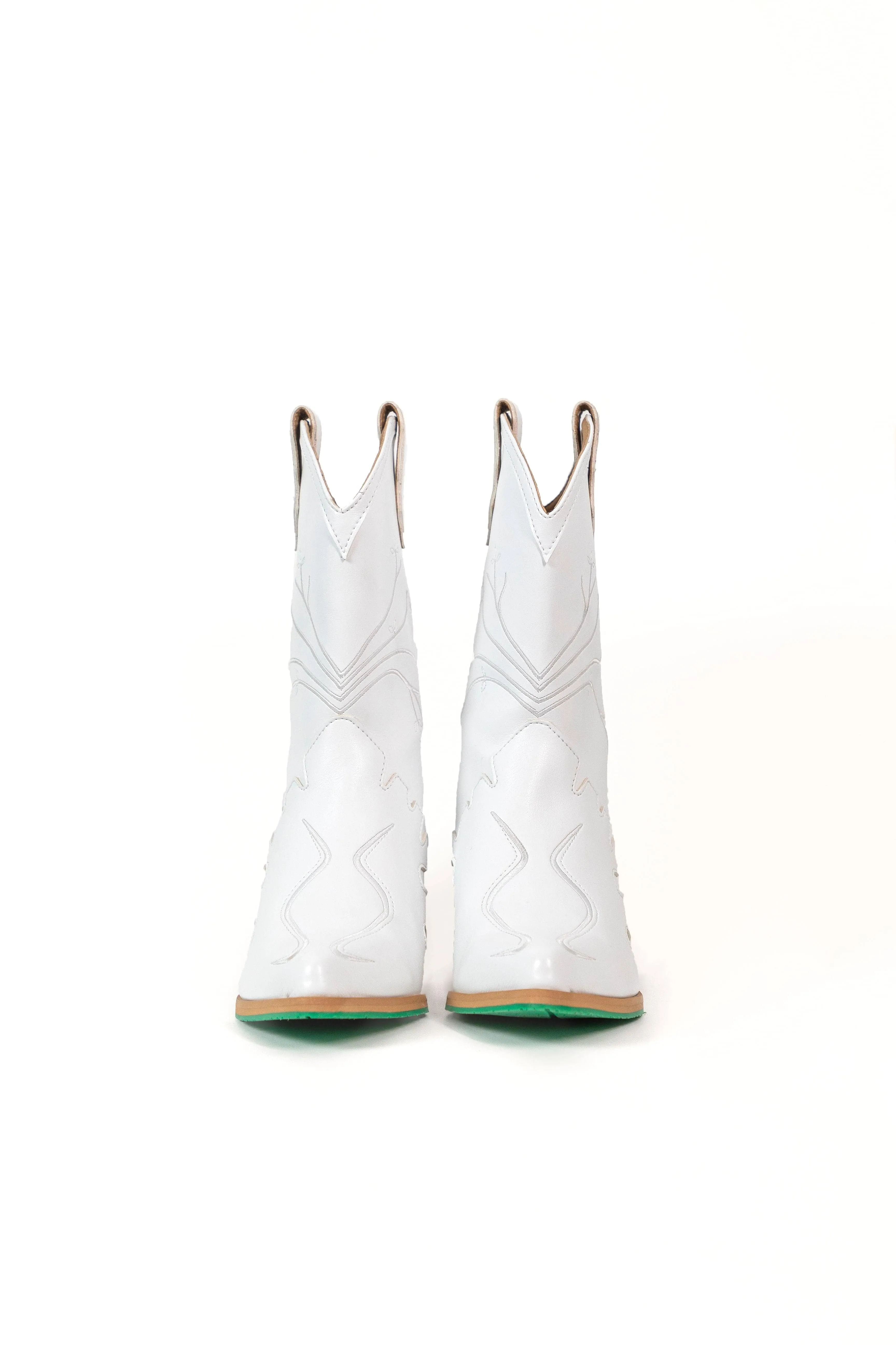 Sofie Vegan Apple Leder Cowboy Stiefel | Weiß