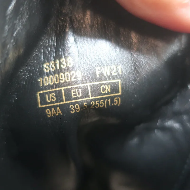 Stuart Weitzman Sondra Flache Kampfstiefel mit Perlenbesatz Schwarz Leder Größe 9