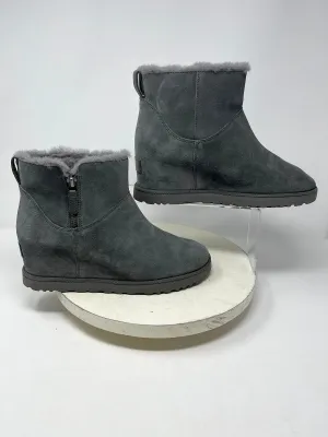 Ugg Größe 10 Graue Wildleder Shearling Keilabsatz Stiefel