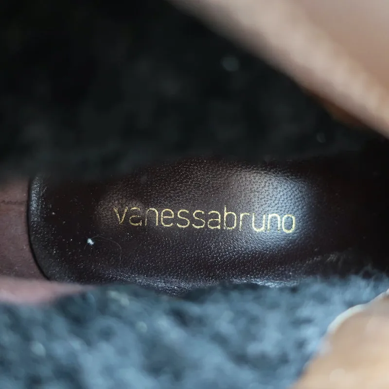 Vanessa Bruno Stiefel mit Kunstfellbesatz Braun Leder & Schwarz Wildleder Größe 41