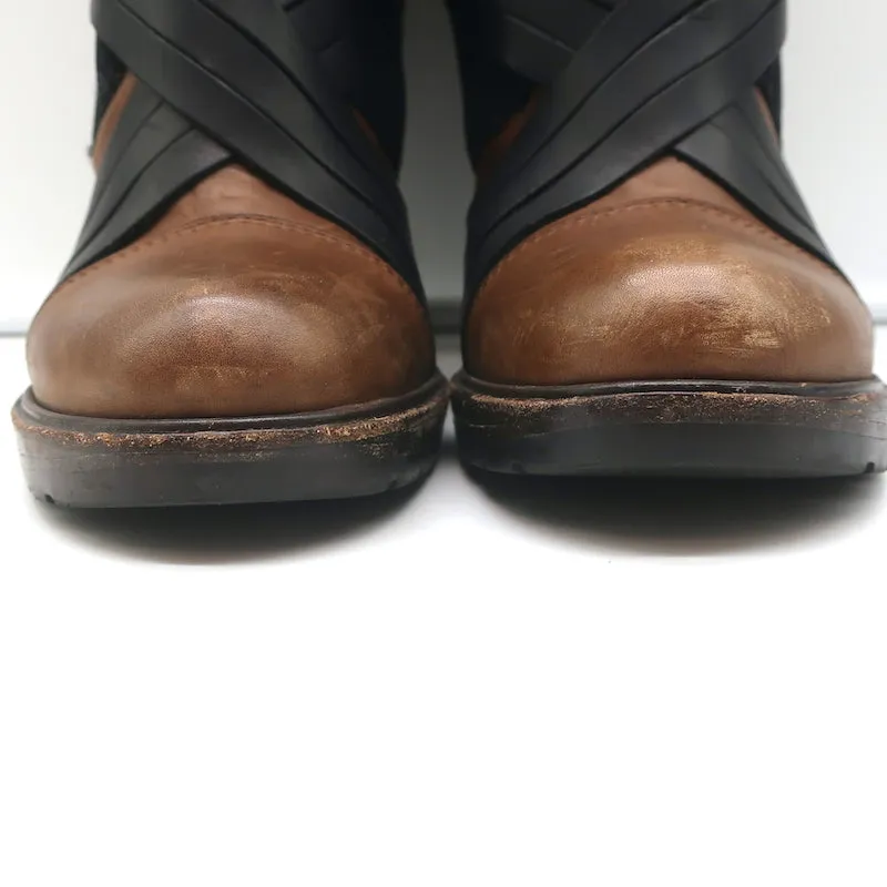 Vanessa Bruno Stiefel mit Kunstfellbesatz Braun Leder & Schwarz Wildleder Größe 41