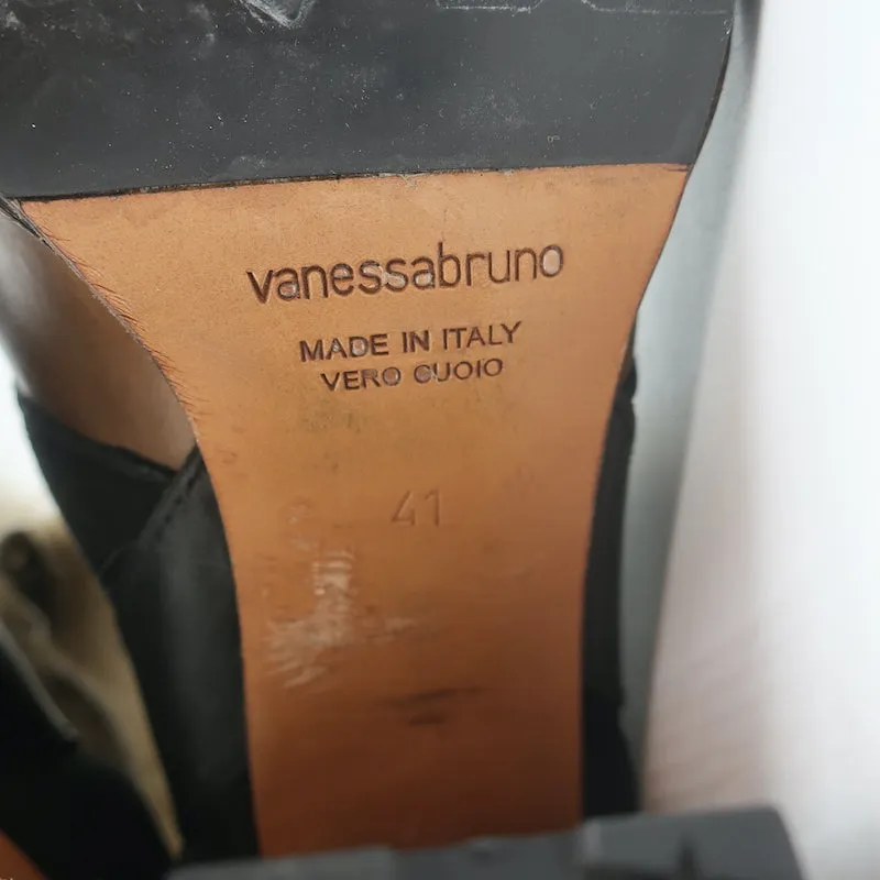 Vanessa Bruno Stiefel mit Kunstfellbesatz Braun Leder & Schwarz Wildleder Größe 41