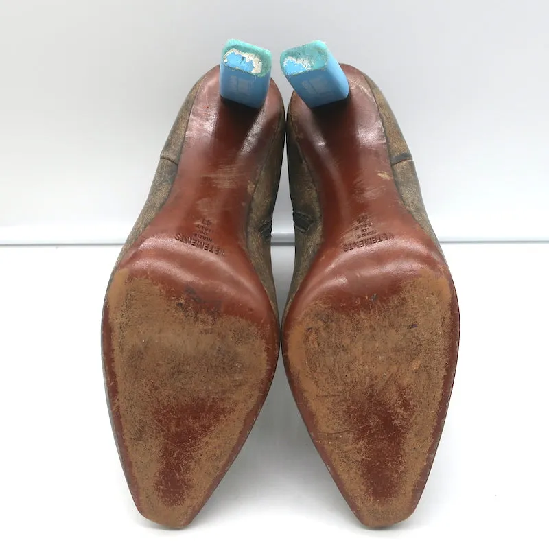 Vetements Gypsy Highlighter Absatz Stiefeletten Schwarz Vintage Leder Größe 41