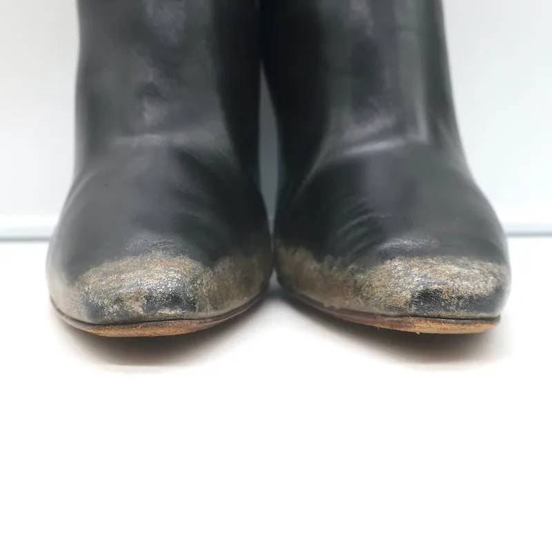Vetements Gypsy Highlighter Absatz Stiefeletten Schwarz Vintage Leder Größe 41