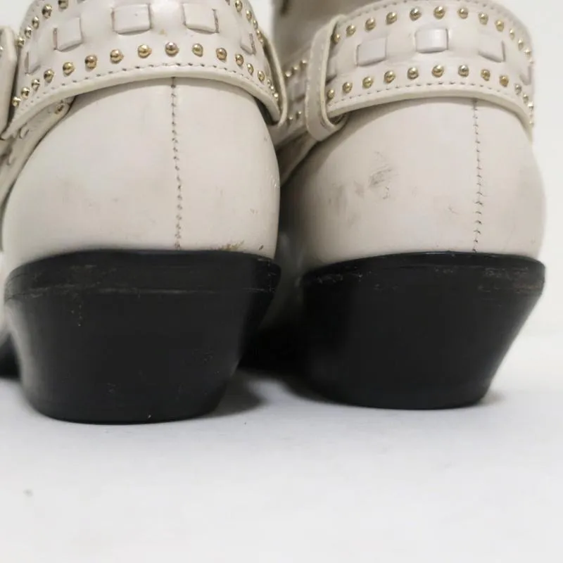 Zimmermann Cowboy-Stiefel Creme Stiefel mit Nieten Größe 38 Western Knöchelstiefel